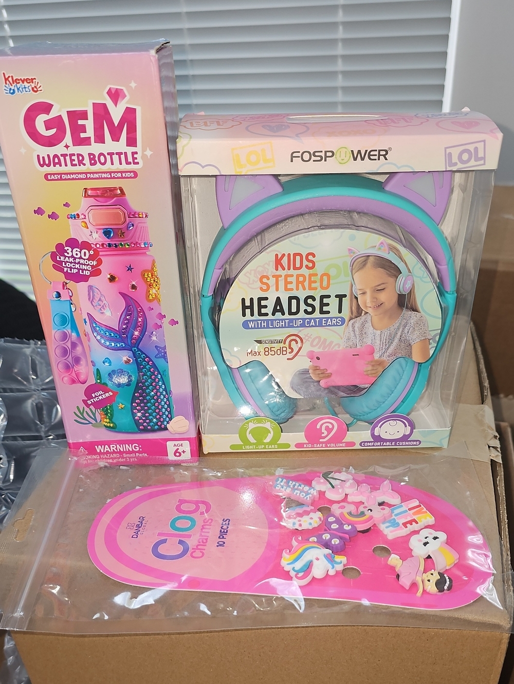 Kids Stereo Headset with Light-Up Cat Ears,Water Bottle & Clog Charms
